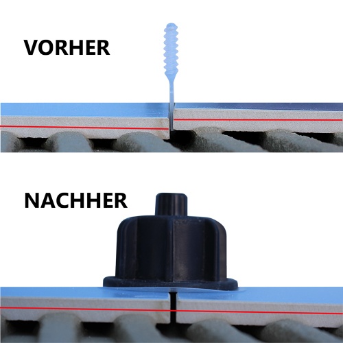 Vorher - Nachher Anwendung Nivelliersystem Tiramisu The Leveler